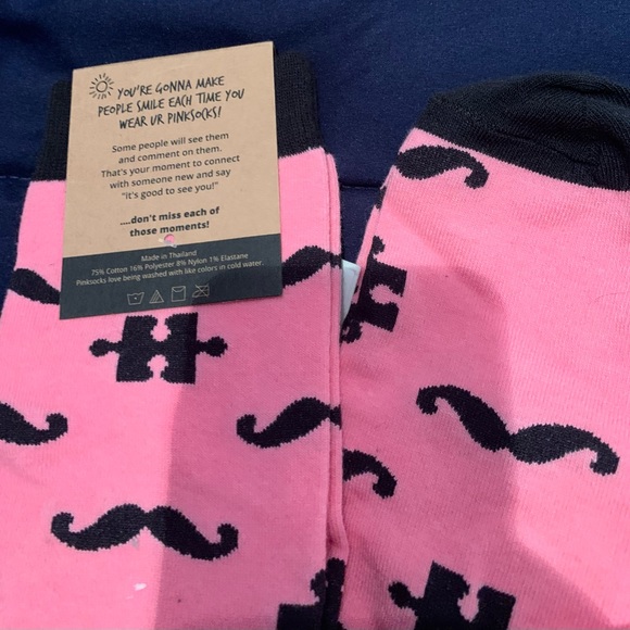 A brand new with tags pair of pink socks with mustache - Picture 5 of 7